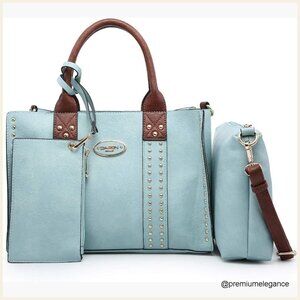 Vegan Leather Satchel Hobo Bag Set with Crossbody & Wallet